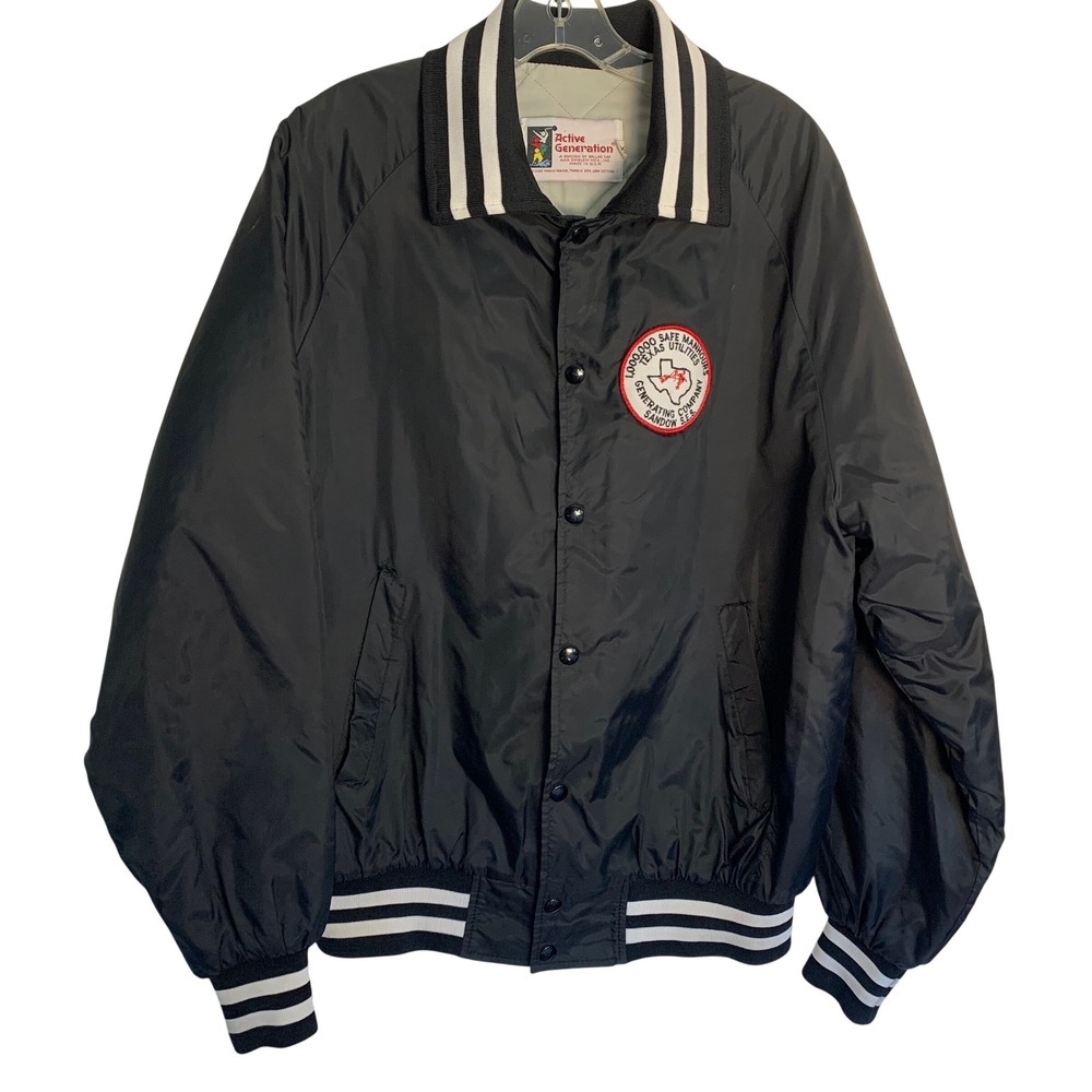 Vintage Active Generation Texas Utilities Sandow Bomber Jacket‎ Mens XL USA
